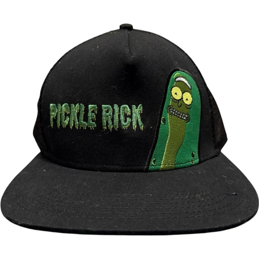 NWT Pickle Rick Embroidered Rick and Morty Cartoon TV Show Black SnapBack Hat